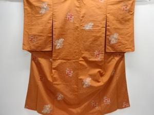 大正ロマン　抽象花模様織り出しお召着物